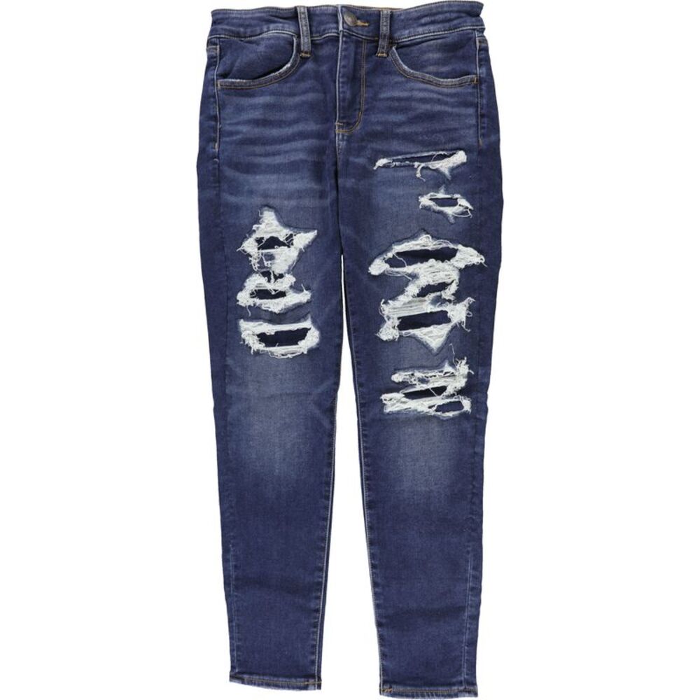 American Eagle Womens Distressed Tapered Skinny Jeans, Blue, 6, DM